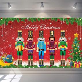 img 4 attached to 🎄 Tatuo Nutcracker Christmas Backdrop Banner Xmas Large Soldier Model Photo Booth Background for Winter New Year Eve Birthday Party - Festive Nutcracker Decorations & Supplies