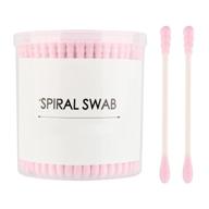 💕 beauty7 premium cotton swabs buds: double ended paper stick with round & spiral shape tip for clean care beauty – pink, 200 count logo
