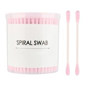 img 3 attached to 💕 Beauty7 Premium Cotton Swabs Buds: Double Ended Paper Stick with Round & Spiral Shape Tip for Clean Care Beauty – Pink, 200 Count