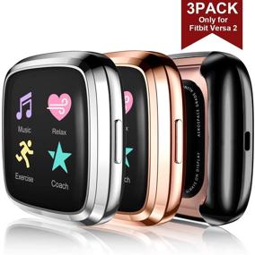 img 3 attached to 📱 Maledan Ultra Thin Screen Protector Case: Full Protective Cover for Fitbit Versa 2 - Scratch Resistant, Shock Absorbing - 3 Pack