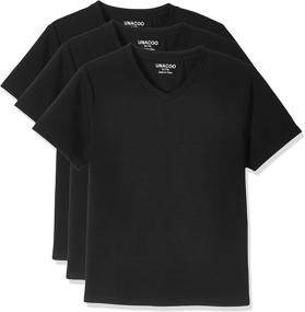 img 1 attached to 👕 UNACOO Kids' Short Sleeve V Neck Tee Shirts 2 Packs, 3 Packs (Age 3-12 Years)