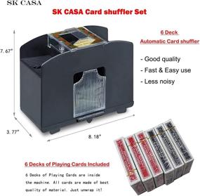 img 2 attached to 🃏 SK CASA 6 Deck Automatic Card Shuffler with Playing Cards - Battery-Operated Electric Shuffler - Ideal for Home & Tournament Play of Classic Poker & Trading Card Games