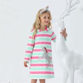 img 2 attached to 👗 Adorable Autumn Princess Dresses: Little Girls Clothes in Cotton, Long Sleeves for Kids Aged 3-8 Years