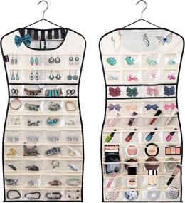 img 4 attached to 👛 MISSLO Hanging Jewelry Organizer with 80 Clear Pockets & 7 Hook Loops – Storage Solution for Jewelries, Earrings, Necklaces, Makeups, Hair Accessories – Perfect for Closet, Travel, and RV Organization