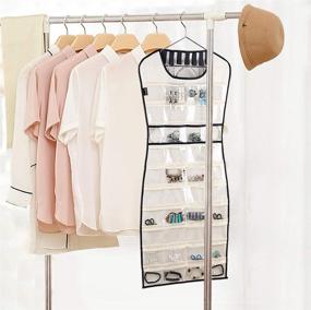 img 3 attached to 👛 MISSLO Hanging Jewelry Organizer with 80 Clear Pockets & 7 Hook Loops – Storage Solution for Jewelries, Earrings, Necklaces, Makeups, Hair Accessories – Perfect for Closet, Travel, and RV Organization