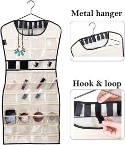 img 2 attached to 👛 MISSLO Hanging Jewelry Organizer with 80 Clear Pockets & 7 Hook Loops – Storage Solution for Jewelries, Earrings, Necklaces, Makeups, Hair Accessories – Perfect for Closet, Travel, and RV Organization