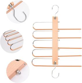 img 3 attached to 👖 Funcall Pants Hangers Space Saving - 5 in 1 Wood Magic Clothes Hangers for Efficient Closet Organization - Scarf Holder & More: Innovative Closet Space Saving Solution - Pants Rack/Leggings Hanger Closet Organizer