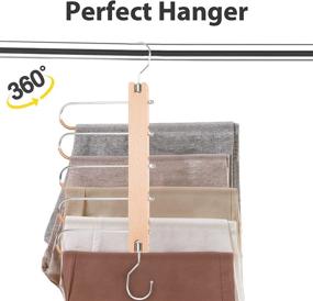 img 2 attached to 👖 Funcall Pants Hangers Space Saving - 5 in 1 Wood Magic Clothes Hangers for Efficient Closet Organization - Scarf Holder & More: Innovative Closet Space Saving Solution - Pants Rack/Leggings Hanger Closet Organizer