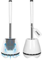 2 pack silicone bristle toilet bowl brush with ventilated holder - long stainless steel handle, tweezers included - silicone toilet cleaner brush for optimal bathroom hygiene logo