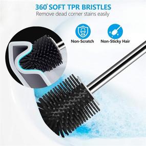 img 2 attached to 2 Pack Silicone Bristle Toilet Bowl Brush with Ventilated Holder - Long Stainless Steel Handle, Tweezers Included - Silicone Toilet Cleaner Brush for Optimal Bathroom Hygiene