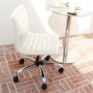 white armless office desk chair - jean derce 🪑 low back computer task chair, adjustable swivel rolling with pu leather logo