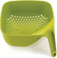 🟩 convenient joseph joseph square colander: stackable with easy-pour corners and vertical handle in medium green logo