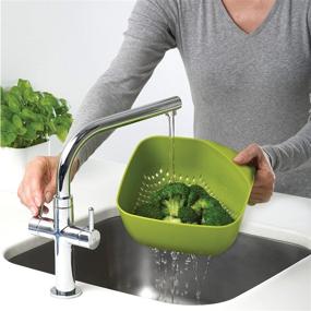 img 2 attached to 🟩 Convenient Joseph Joseph Square Colander: Stackable with Easy-Pour Corners and Vertical Handle in Medium Green