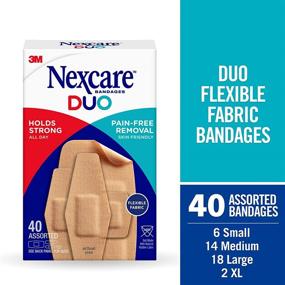 img 3 attached to 🩹 Nexcare Duo Flexible Fabric Bandages: Assorted ReadyforAnything Pack - Strong Hold, Pain-Free Removal, Water Resistant - 40ct Multi-Piece Assortment, 40 Count