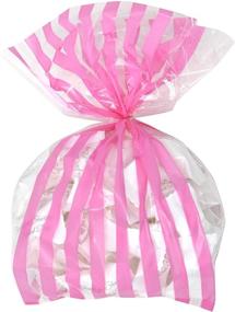 img 3 attached to 🎀 Pastel Pink Baby Shower Favor Bags: 100 Light Pink Cellophane Bags with Twist Ties in Polka Dots, Striped, and Chevron Design