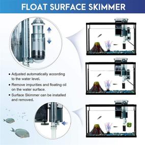 img 2 attached to 🐠 AQQA Aquariums Power Filter, 2W 80GPH External Hang On Fish Tank Sponge Filter with Surface Skimmer, Adjustable Flowrate, 3-Step Filtration Cascade for Freshwater and Saltwater Fish Tank