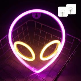 img 1 attached to Wanxing Alien Neon Signs LED Neon Wall Sign Pink Yellow Neon Lights For Bedroom Kids Room Hotel Shop Restaurant Game Office Wall Art Decoration Sign Party Supply Gift (Pink Yellow)