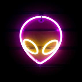 img 4 attached to Wanxing Alien Neon Signs LED Neon Wall Sign Pink Yellow Neon Lights For Bedroom Kids Room Hotel Shop Restaurant Game Office Wall Art Decoration Sign Party Supply Gift (Pink Yellow)