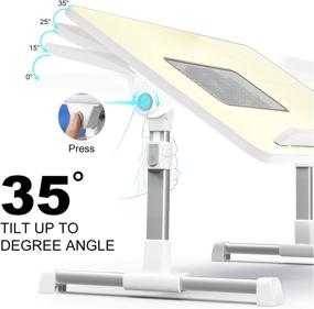 img 2 attached to 📚 LEEHEE Adjustable Laptop Desk for Bed with Built-In USB Cooling Fan - Perfect for Home Office, Gaming, Writing, Fits 17" Laptop or Smaller