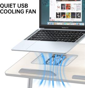 img 1 attached to 📚 LEEHEE Adjustable Laptop Desk for Bed with Built-In USB Cooling Fan - Perfect for Home Office, Gaming, Writing, Fits 17" Laptop or Smaller