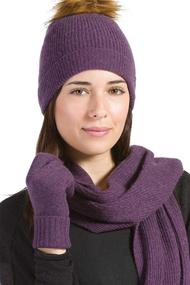 img 2 attached to 🧣 Stay Cozy and Stylish with Fishers Finery Women's 100% Cashmere Pom Beanie Hat Glove & Scarf Set - Complete with Gift Box