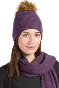 img 3 attached to 🧣 Stay Cozy and Stylish with Fishers Finery Women's 100% Cashmere Pom Beanie Hat Glove & Scarf Set - Complete with Gift Box