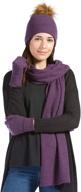 🧣 stay cozy and stylish with fishers finery women's 100% cashmere pom beanie hat glove & scarf set - complete with gift box logo