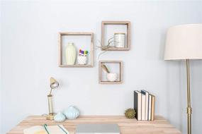 img 3 attached to 🏚️ Set of 3 BarnwoodUSA Rustic Square Floating Wood Shadowbox Shelves for Home Decor in Natural Weathered Gray