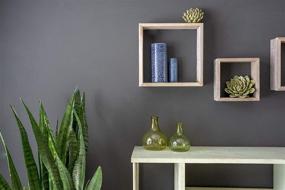 img 2 attached to 🏚️ Set of 3 BarnwoodUSA Rustic Square Floating Wood Shadowbox Shelves for Home Decor in Natural Weathered Gray