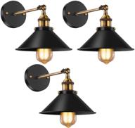 licperron vintage industrial wall sconces - adjustable antique black wall lighting for restaurants, galleries, kitchen, doorway - 3 pack логотип