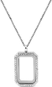 img 1 attached to 📿 Paialco DIY Rectangle Glass Floating Living Memory Charms Locket Pendant Necklace: Personalize Your Style!