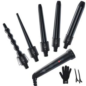 img 4 attached to 🎁 Ohuhu 5-in-1 Curling Iron Wand Set with Upgrade 0.35 to 1.25 Inch Interchangeable Ceramic Barrels, Heat Protective Glove, Dual Voltage Hair Curler for All Hair Types - Black (Christmas Gift)