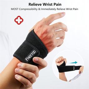 img 3 attached to 🖐️ FREETOO Carpal Tunnel Support Brace - Air Mesh Wrist Strap for Pain Relief & Compression - Adjustable Wrist Guard for Women & Men - Ideal for Arthritis & Tendonitis - Fits Right & Left Hand