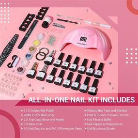 img 3 attached to 🎁 Modelones Gel Nail Polish Kit with U V Light 48W LED Nail Lamp - 12 Colors | Christmas Gift | Natural Skin Tone Gel Nail Polish | Mirror & Matte Top Base Coat | Manicure Tools | Nail Sequins - Nail Art DIY Salon Set