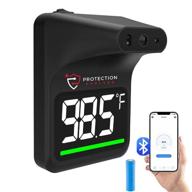 cutting-edge non-contact thermometer: automated medical-grade infrared thermometer with wall mount, bluetooth smartphone compatibility, and included battery logo