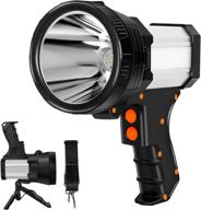 🔦 10000mah rechargeable spotlight: ultra-bright 10000 lumens, ip65 waterproof handheld flashlight with 6 light modes and collapsible tripod логотип