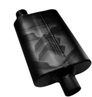 flowmaster 942546 super 44 muffler - aggressive sound, black - 2.50 offset in/2.50 center out logo