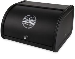 img 3 attached to 🍞 Black Metal Bread Box with Roll Top Lid - X458 Kitchen Storage Container (Black)