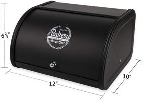 img 4 attached to 🍞 Black Metal Bread Box with Roll Top Lid - X458 Kitchen Storage Container (Black)