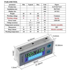 img 2 attached to Двухкомпонентный монитор батареи: низковольтный сигнализатор низкого напряжения, цифровой тестер ёмкости для батарей от 10 до 100 В - монитор напряжения и температуры для гольф-карт.