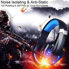 img 1 attached to 🎧 BlueFire Stereo Gaming Headset – PS4, PC, Xbox One Controller Compatible, Noise Cancelling Over Ear Headphones with Mic, LED Light, Bass Surround, Soft Memory Earmuffs – Suitable for Laptop, Nintendo Switch Games (Blue)