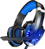 🎧 bluefire stereo gaming headset – ps4, pc, xbox one controller compatible, noise cancelling over ear headphones with mic, led light, bass surround, soft memory earmuffs – suitable for laptop, nintendo switch games (blue) logo