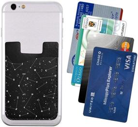 img 3 attached to Constellations (Black) Cell Phone Card Holder Stick-On Id Credit Card Wallet Phones Case Pouch Sleeve Pocket For Android And Many Smartphones