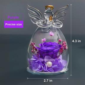 img 1 attached to Astounding Real Rose in Glass Dome: Preserved Rose with Angel Figurines - Ideal Flower Gifts for Women on Valentine's Day, Anniversary, Mother's Day, Children's Day, Birthday, Thanksgiving, Christmas (Purple)