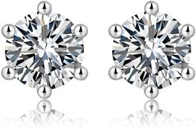 img 3 attached to 💎 Carleen Sterling Silver Round Brilliant-Cut CZ Crystal Solitaire Stud Earrings - Simulated Diamond 1carat Cubic Zirconia - Essential Jewelry for Women and Girls…