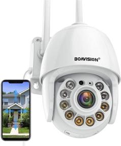 img 4 attached to Boavision наружная беспроводная WiFi-камера: Вид 360°, Обнаружение движения, Авто-слежение, Двусторонний разговор, HD 1080P, Ночное видение полноцветное.