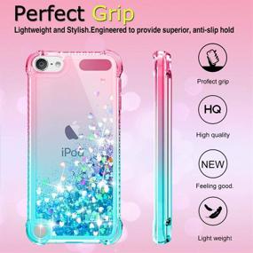 img 2 attached to 📱 Stylish iPod Touch 7 Case with HD Screen Protector for Girls/Women - Gritup Cute Clear Gradient Glitter Liquid TPU Slim Phone Case in Pink/Teal for Apple iPod Touch 7th/6th/5th