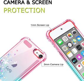 img 1 attached to 📱 Stylish iPod Touch 7 Case with HD Screen Protector for Girls/Women - Gritup Cute Clear Gradient Glitter Liquid TPU Slim Phone Case in Pink/Teal for Apple iPod Touch 7th/6th/5th