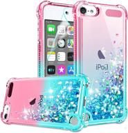 📱 stylish ipod touch 7 case with hd screen protector for girls/women - gritup cute clear gradient glitter liquid tpu slim phone case in pink/teal for apple ipod touch 7th/6th/5th logo