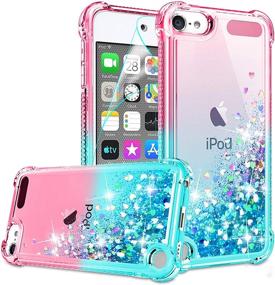 img 4 attached to 📱 Stylish iPod Touch 7 Case with HD Screen Protector for Girls/Women - Gritup Cute Clear Gradient Glitter Liquid TPU Slim Phone Case in Pink/Teal for Apple iPod Touch 7th/6th/5th